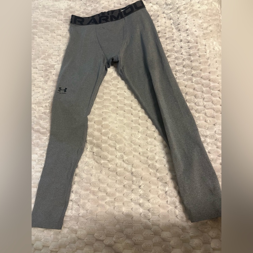 Under Armour UA ColdGear Boys Leggings GREY Youth LARGE